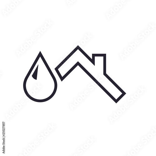 Ceiling leak outline icon. Water damage clipart image isolated on white background