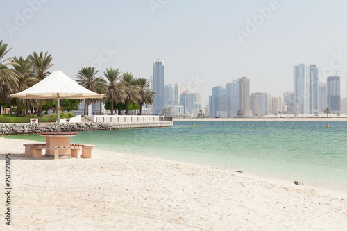 Dubai skyline and beach