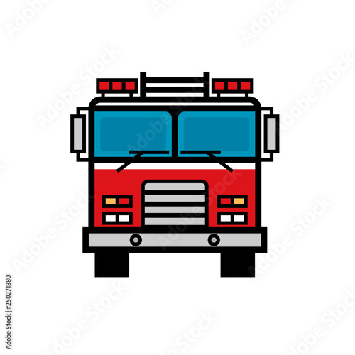 Firetruck front view filled outline icon. Clipart image isolated on white background