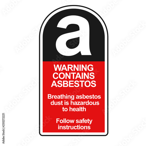 Asbestos warning sticker. Clipart image isolated on white background