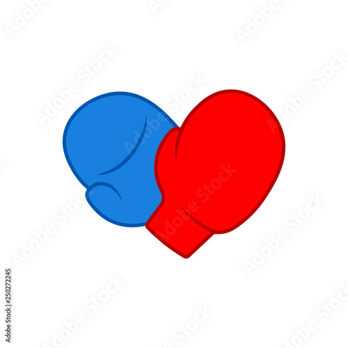 Boxing gloves heart icon. Clipart image isolated on white background