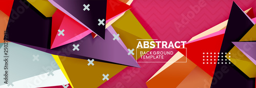 3d triangular shapes geometric background. Origami style pattern with triange shapes for decorative design. Poster design. Line design. Modern presentation template