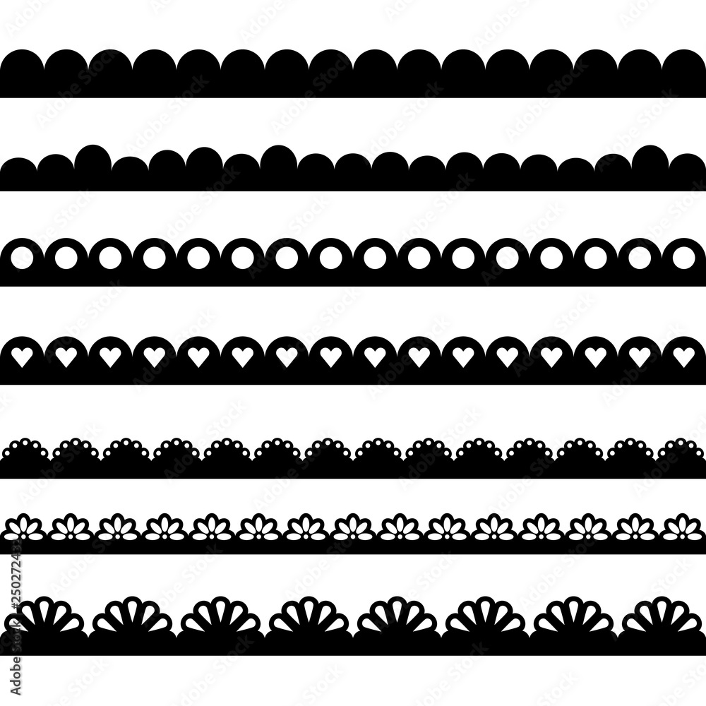 Scalloped edge collection. Clipart image isolated on white background Scalloped edge collection. Clipart image isolated on white background