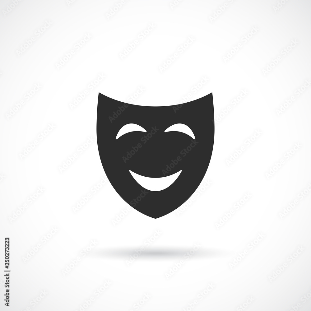 Smiling comedy theatre mask icon Smiling comedy theatre mask icon