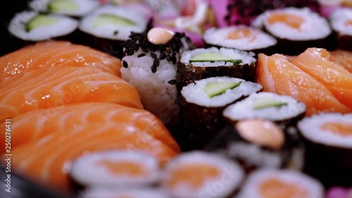 Close up of freshly made Sushi on a plate photo