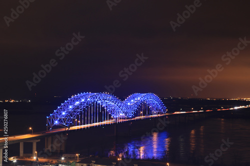 Memphis, Tennessee bridge at night photo