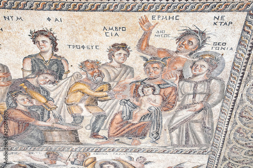 Tile mosaic in a 4th century villa at Kato Pafos