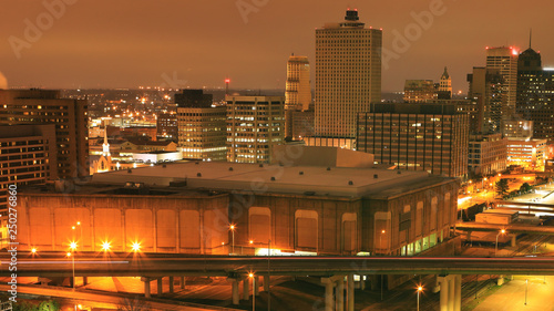 Memphis  Tennessee skyline after dark