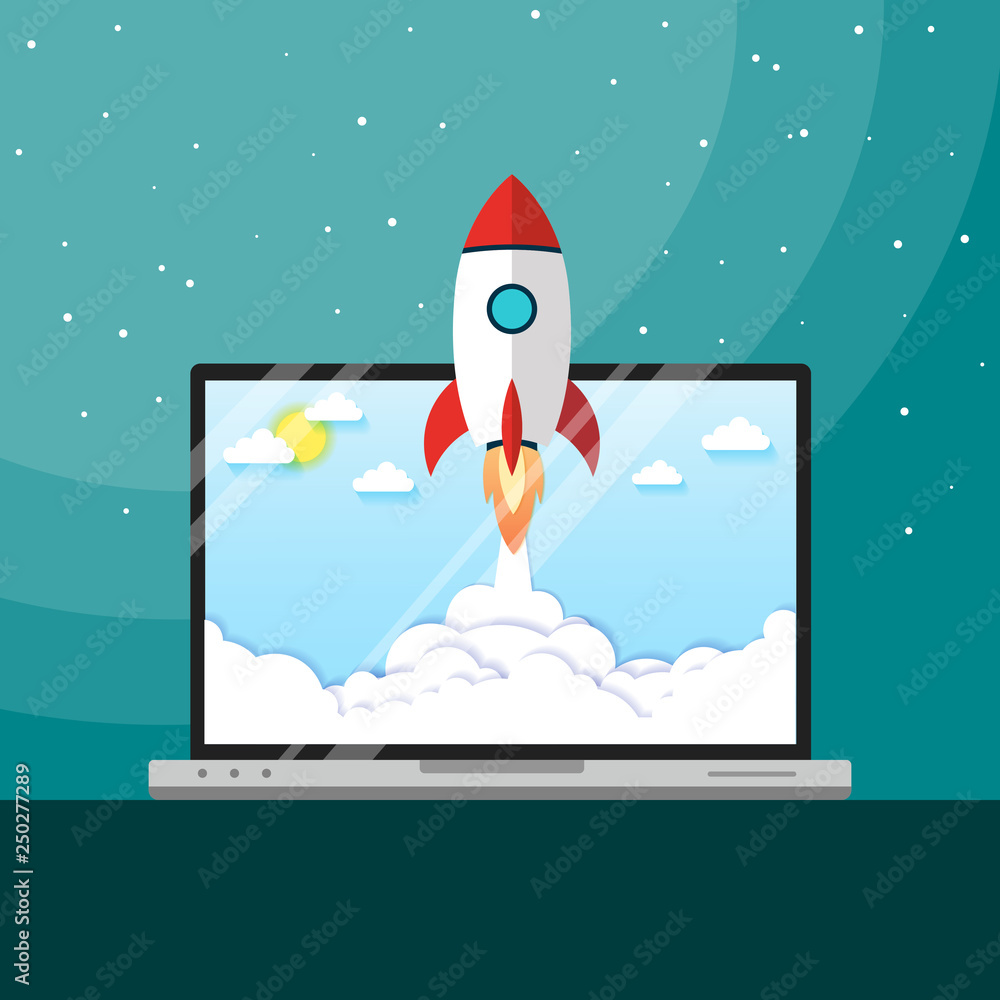 Vector illustration concept rocket launch. can be used for landing pages, templates, UI, web, mobile applications, posters, banners, leaflets Vector illustration concept rocket launch. can be used for landing pages, templates, UI, web, mobile applications, posters, banners, leaflets