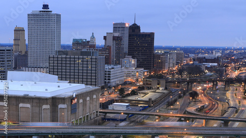 Memphis, Tennessee city center at dusk photo