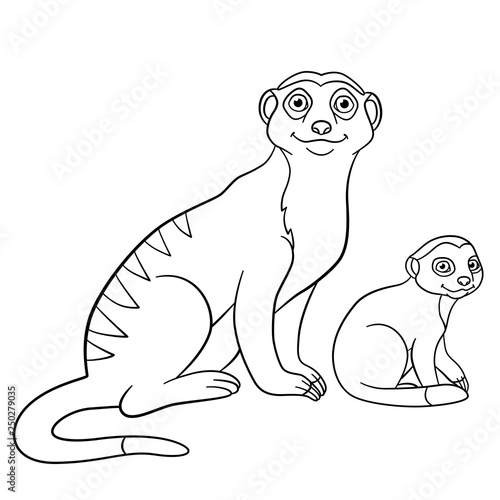 Coloring Pages Mother Meerkat With Her Cute Baby Stock Vector Adobe Stock