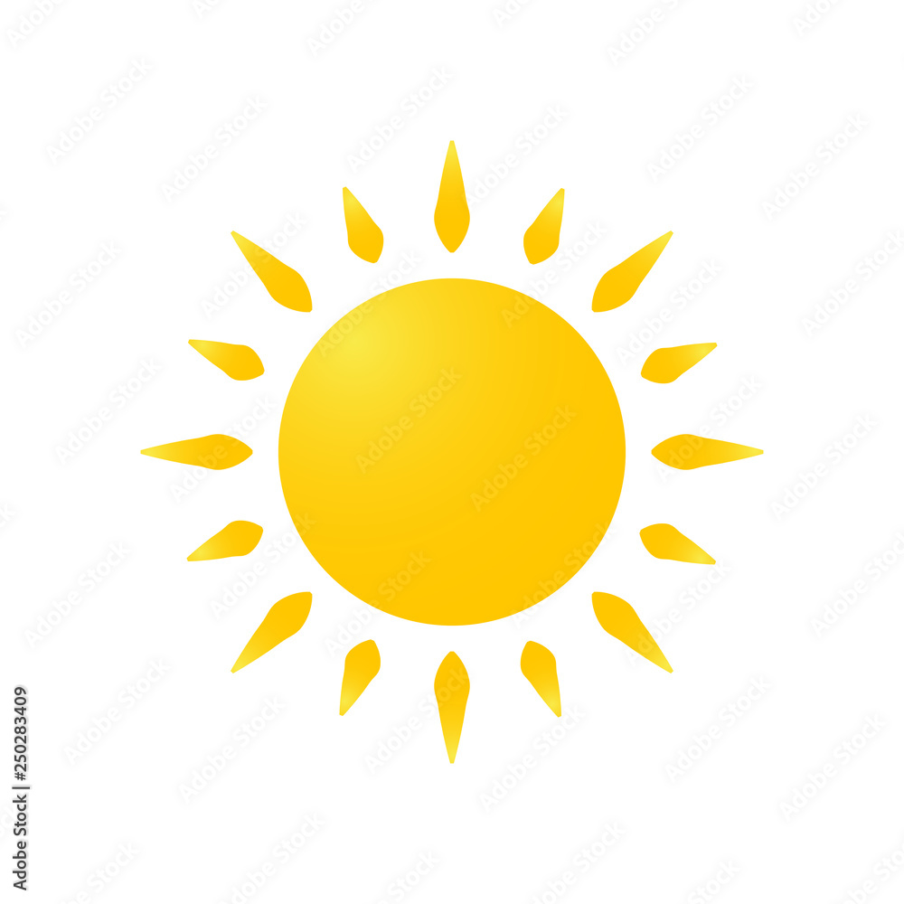 Modern weather icon of sun. Flat vector symbol on white background. As labels, sign, simbol Modern weather icon of sun. Flat vector symbol on white background. As labels, sign, simbol