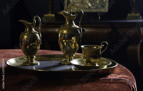 Golden arabic teapot