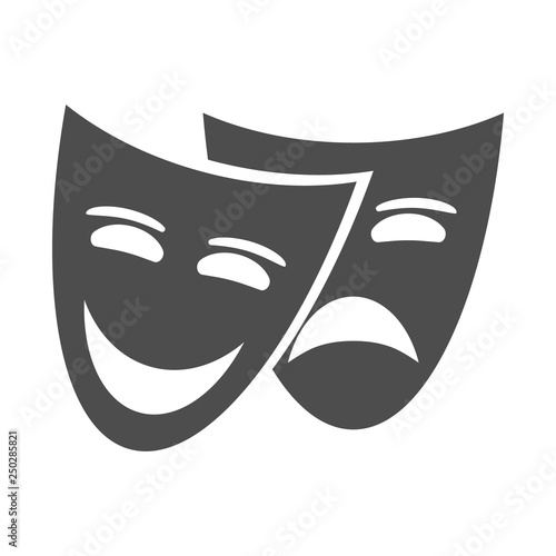 Theater masks isolated on white background. Theater logo, icon. Vector illustration for your design.