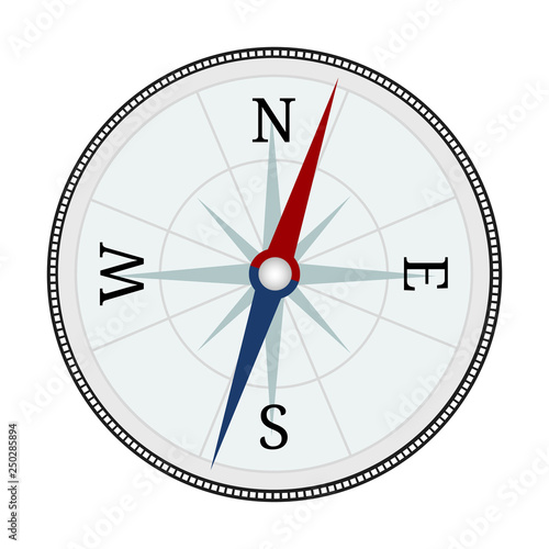 Compass icon. Compass isolated on white background. Travel equipment. Vector illustration for your design.