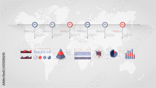Timeline vector infographic. World map