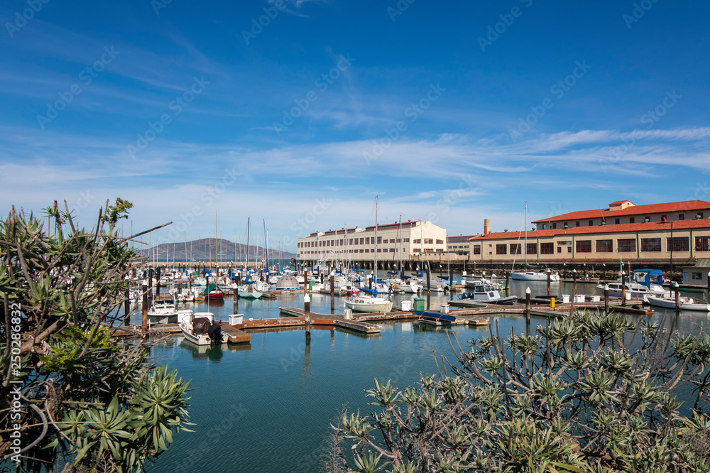 A view of Fort Mason from across the bay, San Francisco