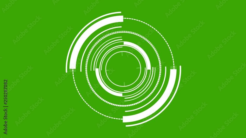 HUD element digital -circular white on green screen HUD element digital -circular white on green screen
