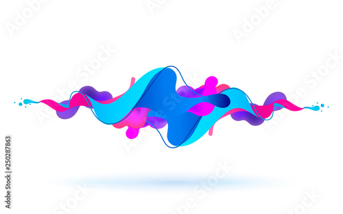 Multicolored abstract fluid sound wave. Vector illustration.