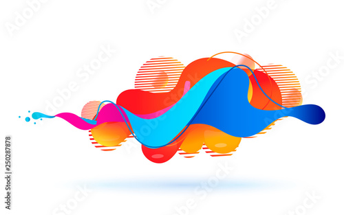 Multicolored abstract fluid sound wave. Vector illustration.