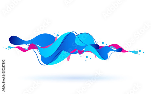 Multicolored abstract fluid sound wave. Vector illustration.