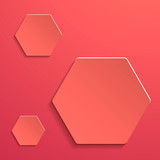 Elegant vector collage with hexagons in modern style and trendy coral color.