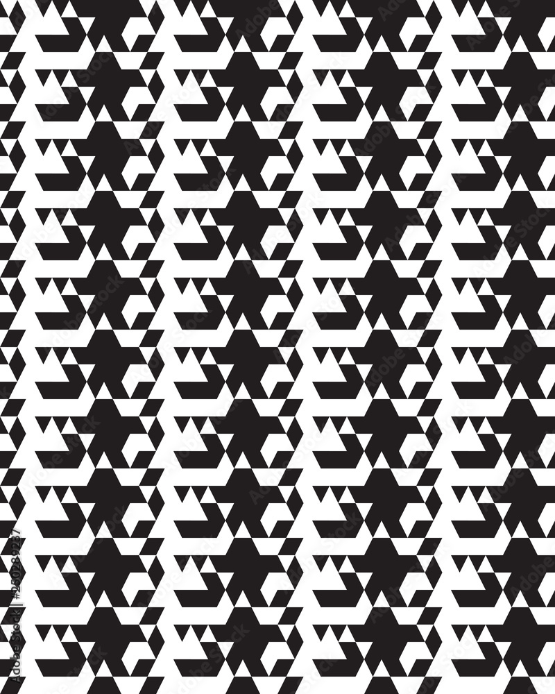 Seamless of monochrome polygonal, black and white  patterns