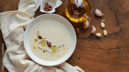 Fototapeta Naklejka Na Ścianę i Meble -  ajo blanco soup, spanish white garlic soup