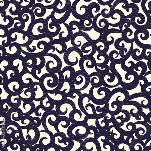 Monochrome arabesque design inspired by traditional Japanese Karakusa design resembling plants or vines. Symbol for luck, prosperity, family lineages.