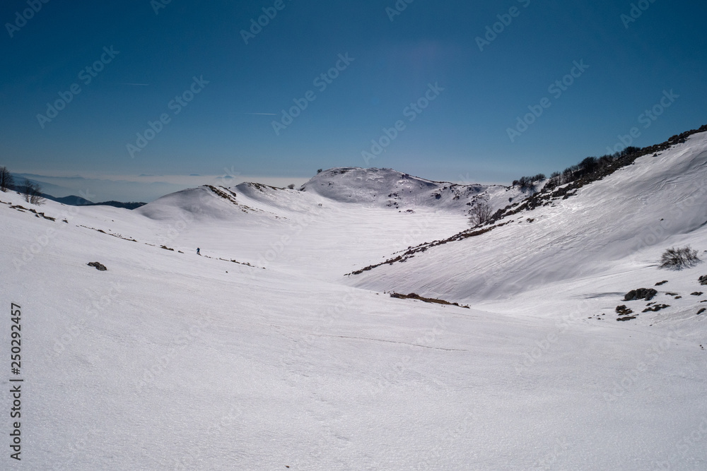 Campo dell'Arco in the snow on the   mountains, Campania, Italy