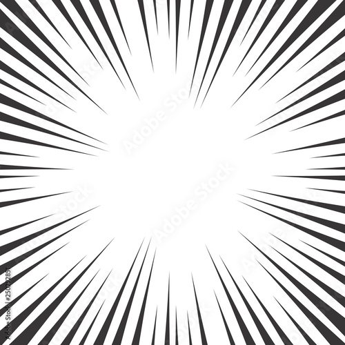 Abstract background with radial lines. Monochrome burst background.