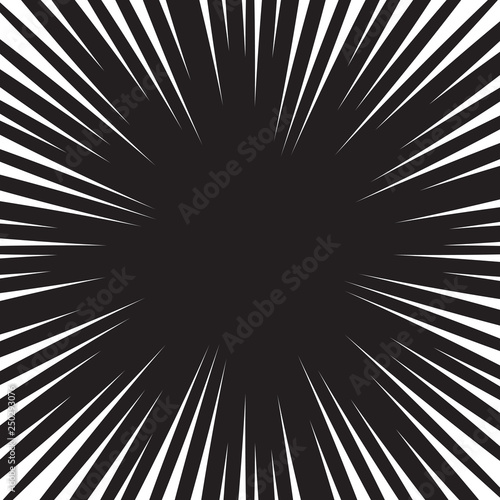 Abstract background with radial lines. Monochrome burst background.