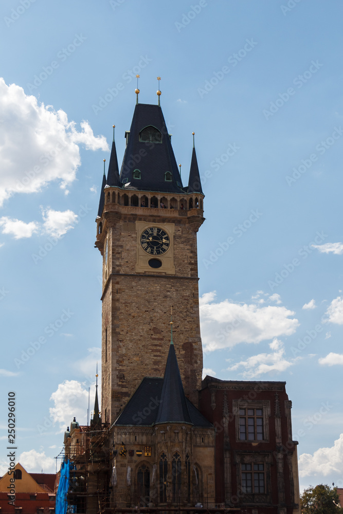 Ancient town hall in the center of Prague