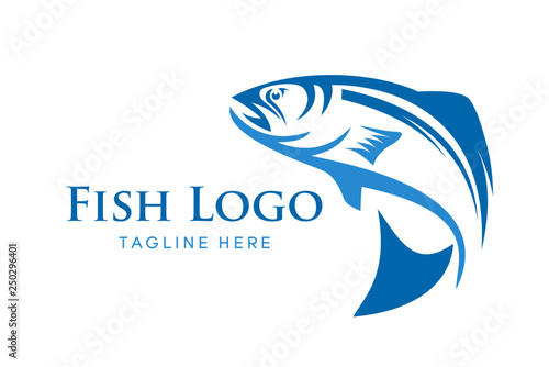 Fishing vector design logo template. - fish logo Vector - Vector