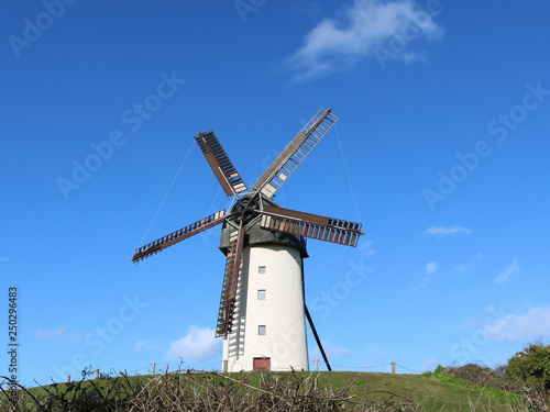 Old windmill blue sky at Skerries, Ireland