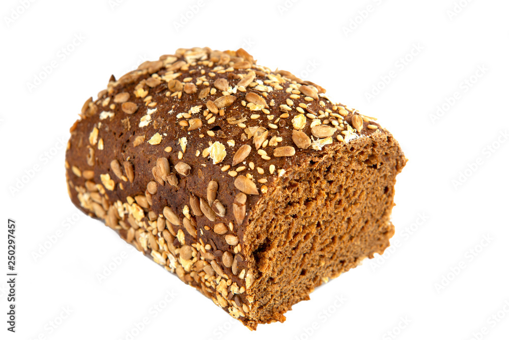 Swedish bread with sunflower and sesame seeds isolated on white background Swedish bread with sunflower and sesame seeds isolated on white background