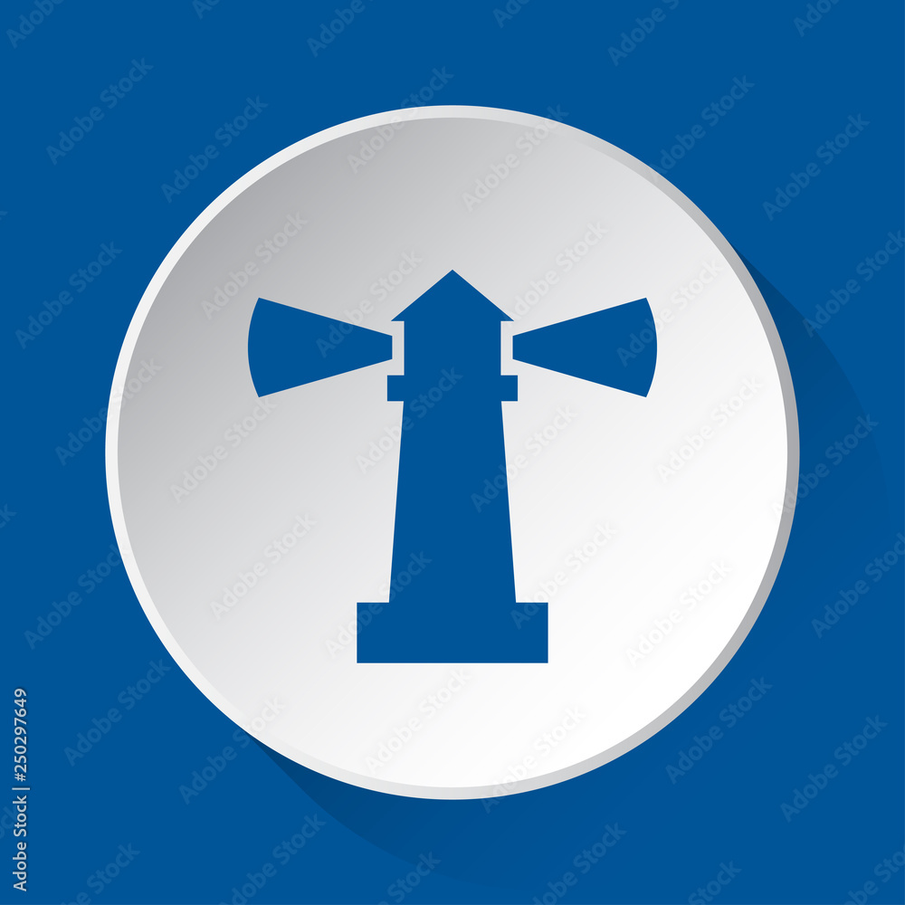 lighthouse - simple blue icon on white button lighthouse - simple blue icon on white button