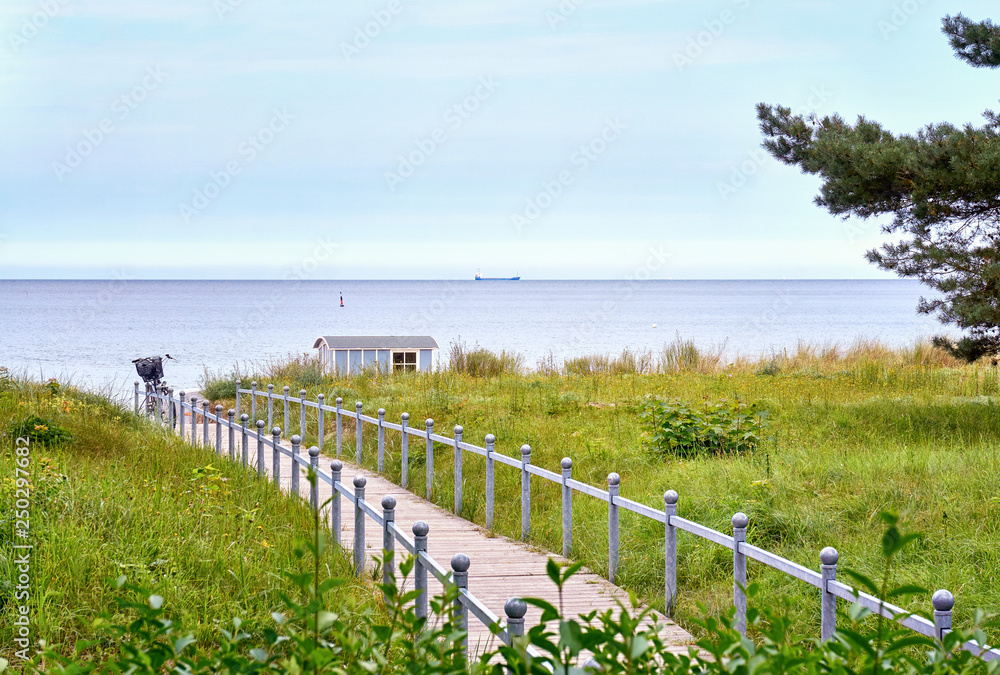 Way to the beach with registry office in Binz. Marry on the Baltic Sea. Pomerania, Germany