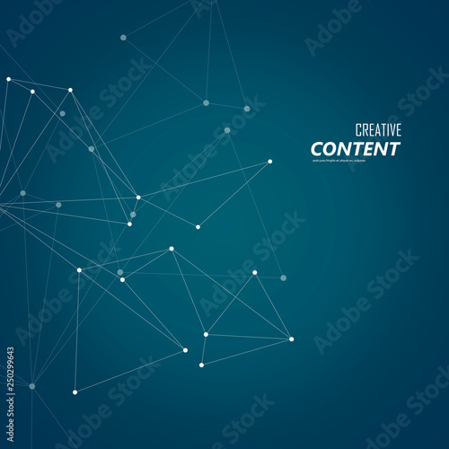 Abstract connection structure on dark background with connecting dots and lines