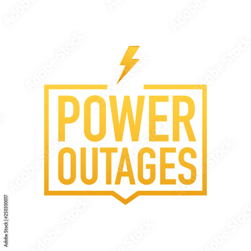 Power outages. Badge, icon, stamp, logo. Vector illustration.