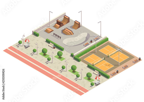 City Park Isometric Composition