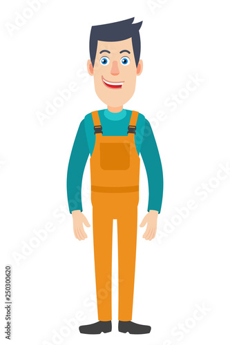 Full length portrait of Cartoon Worker Character