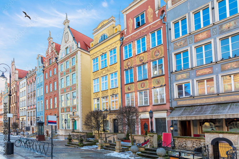 Colourful facades in Long Market, Gdansk, Poland