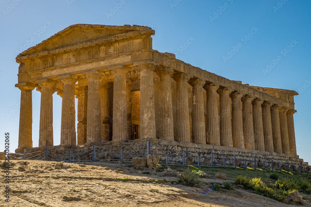 Ancient Doric Greek Temple of Concordia, Valley of Temples in Agrigento, Sicily Ancient Doric Greek Temple of Concordia, Valley of Temples in Agrigento, Sicily