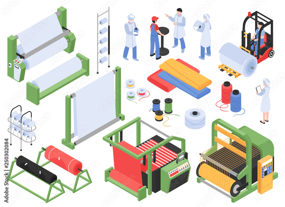 Obraz premium Zestaw urządzeń do produkcji tekstyliów