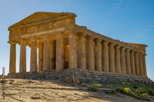 Ancient Doric Greek Temple of Concordia, Valley of Temples in Agrigento, Sicily