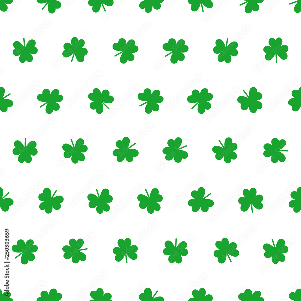 Seamless shamrock pattern in white and green.
