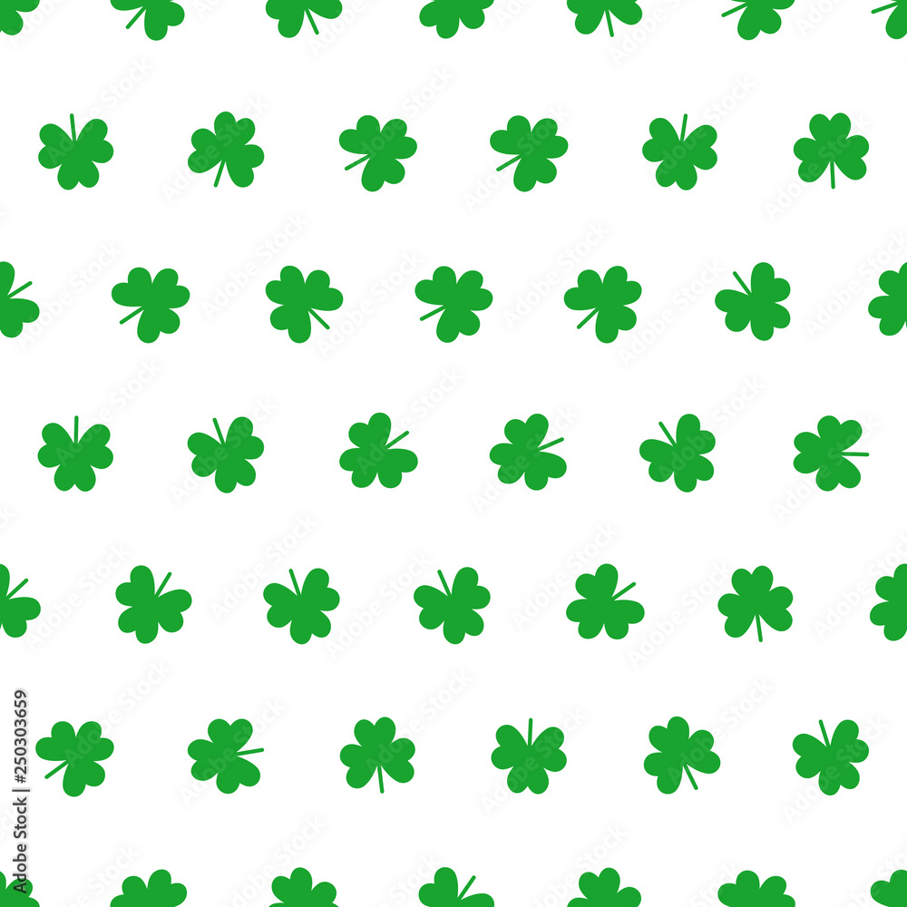 Seamless shamrock pattern in white and green. Seamless shamrock pattern in white and green.