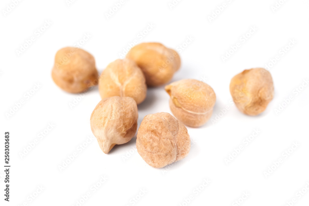 Dry raw organic chickpeas isolated on white background Dry raw organic chickpeas isolated on white background