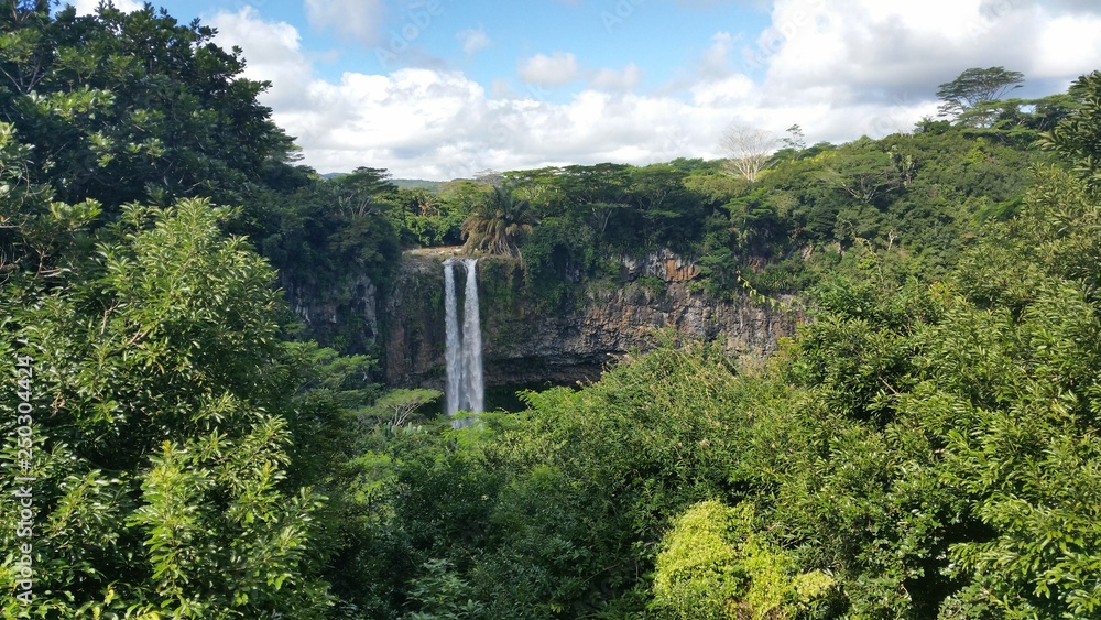 waterfall at Trou aux Cerfs volcano at mauritius